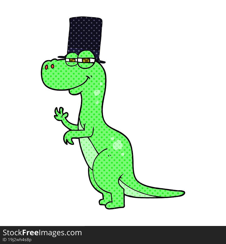 cartoon dinosaur wearing top hat