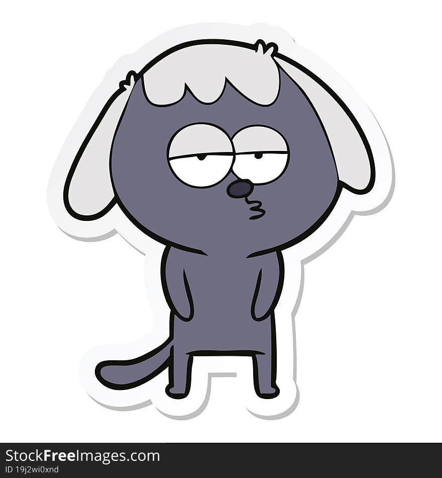 sticker of a cartoon tired dog