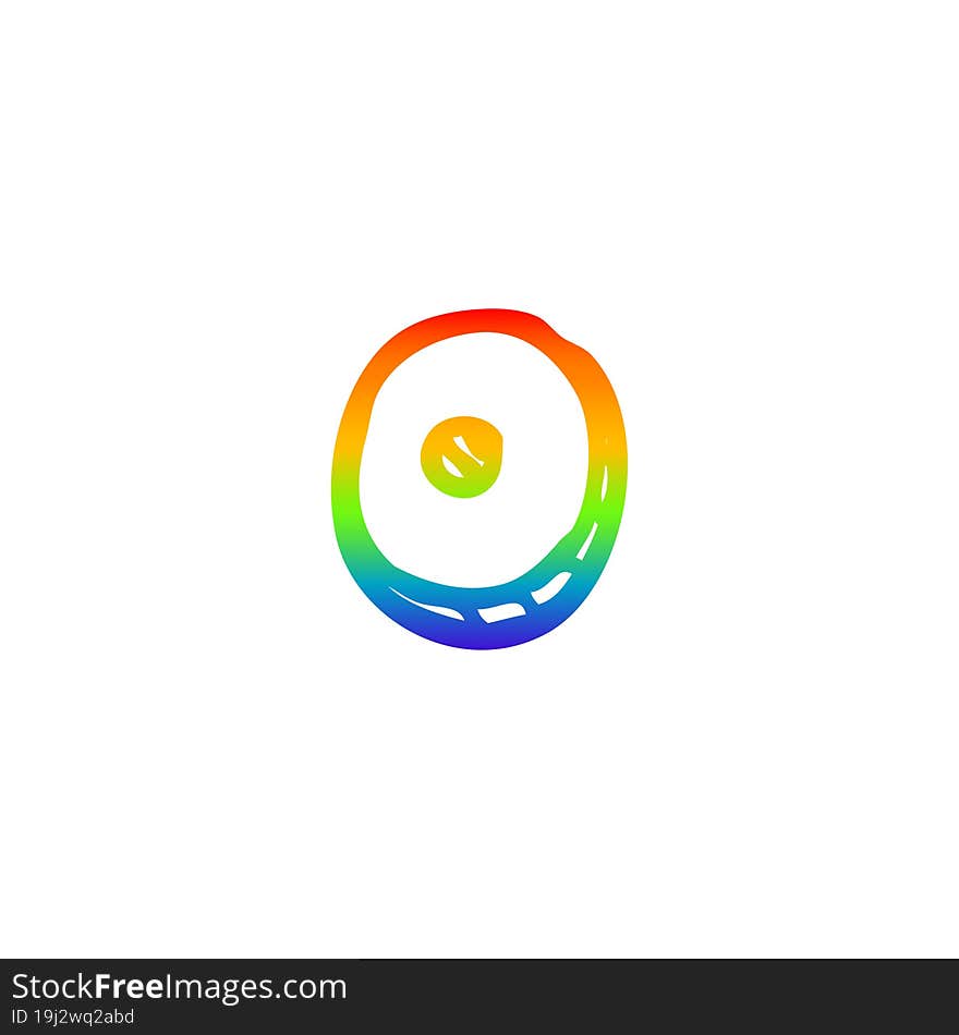 rainbow gradient line drawing of a cartoon letter o