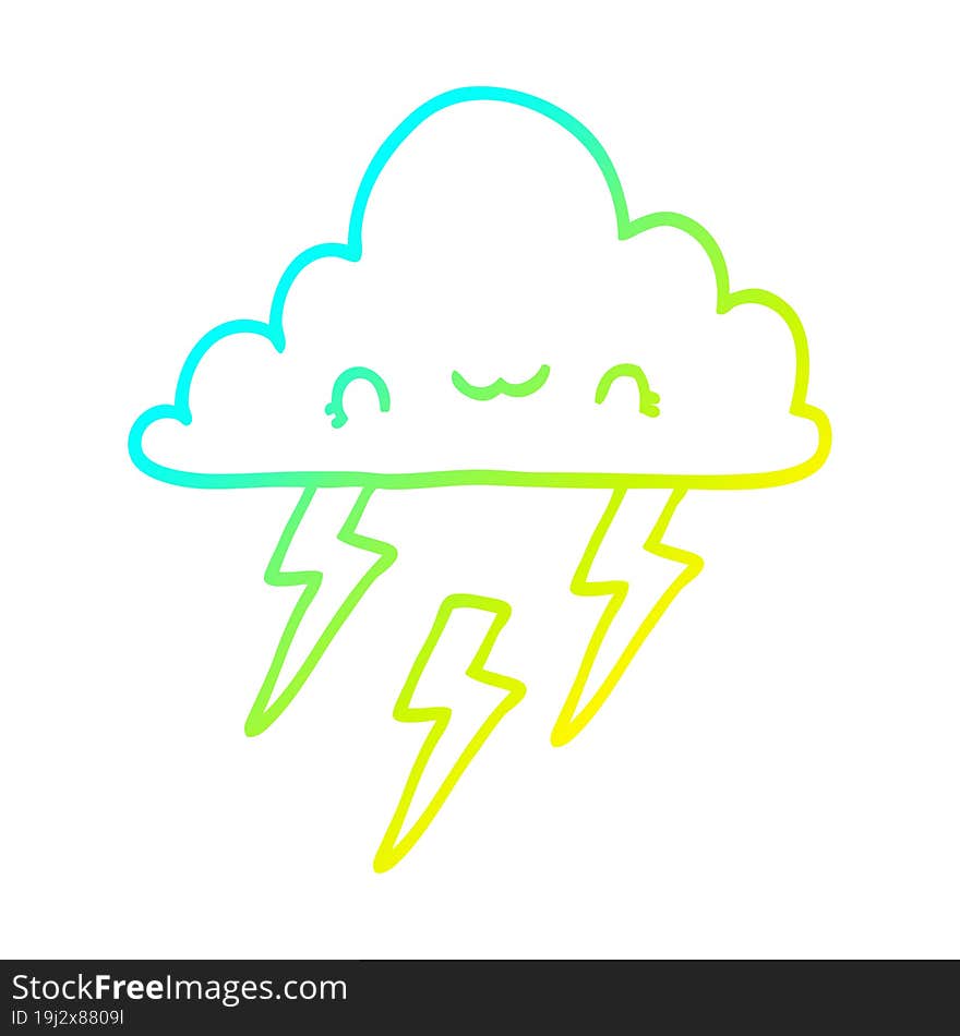 cold gradient line drawing cartoon storm cloud