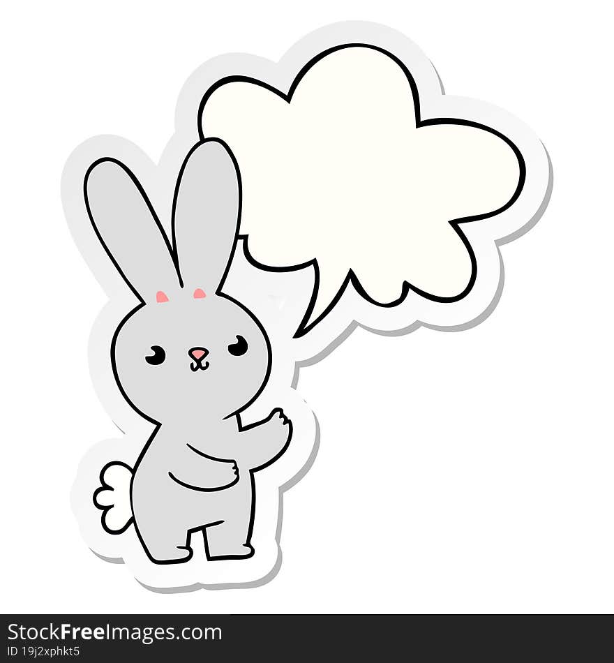 cute cartoon rabbit with speech bubble sticker