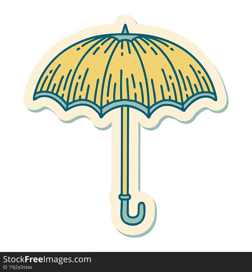 tattoo style sticker of an umbrella