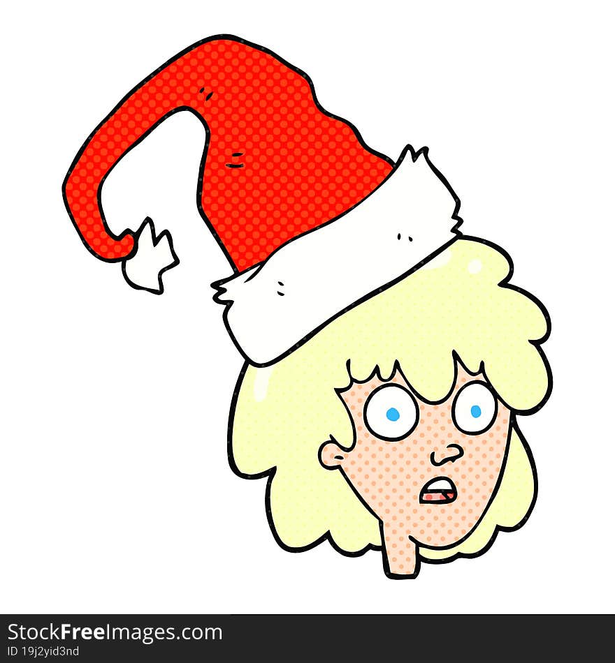 cartoon woman with santa hat