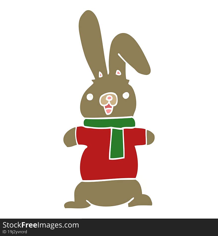 Flat Color Style Cartoon Rabbit