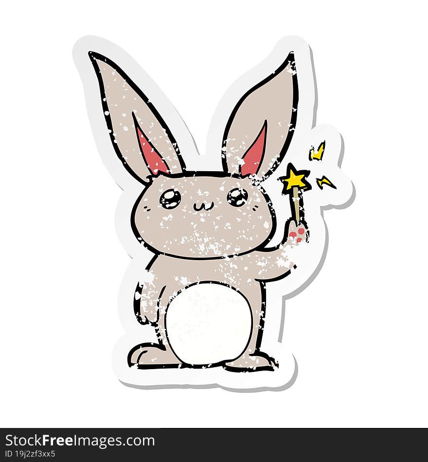 Distressed Sticker Of A Cute Cartoon Rabbit