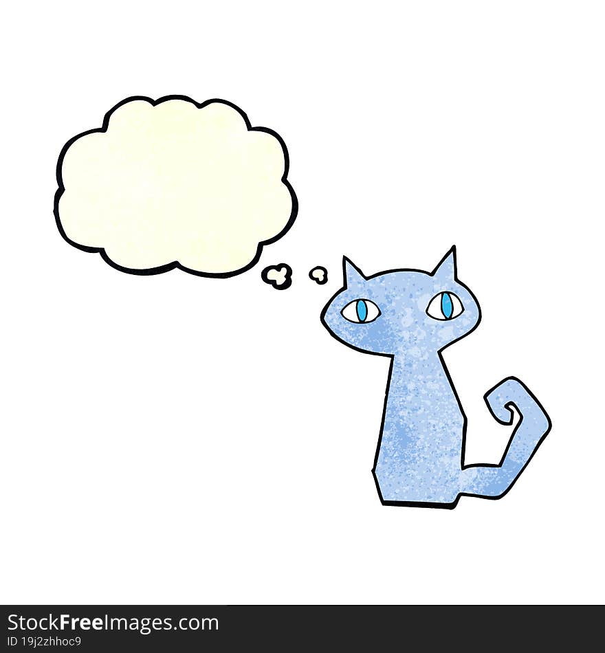 cartoon cat with thought bubble