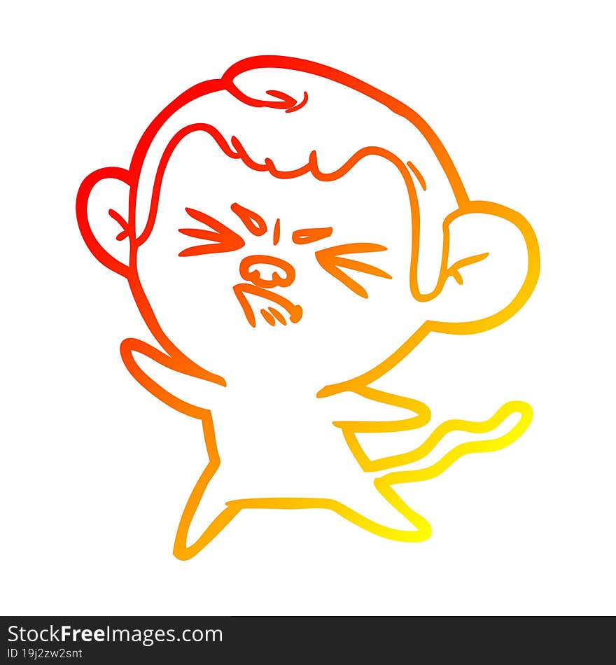 warm gradient line drawing cartoon angry monkey