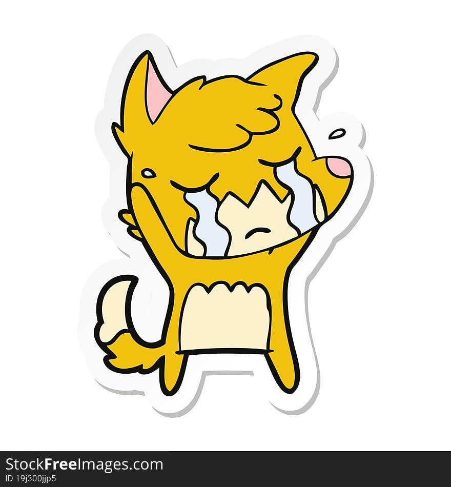 sticker of a crying fox cartoon