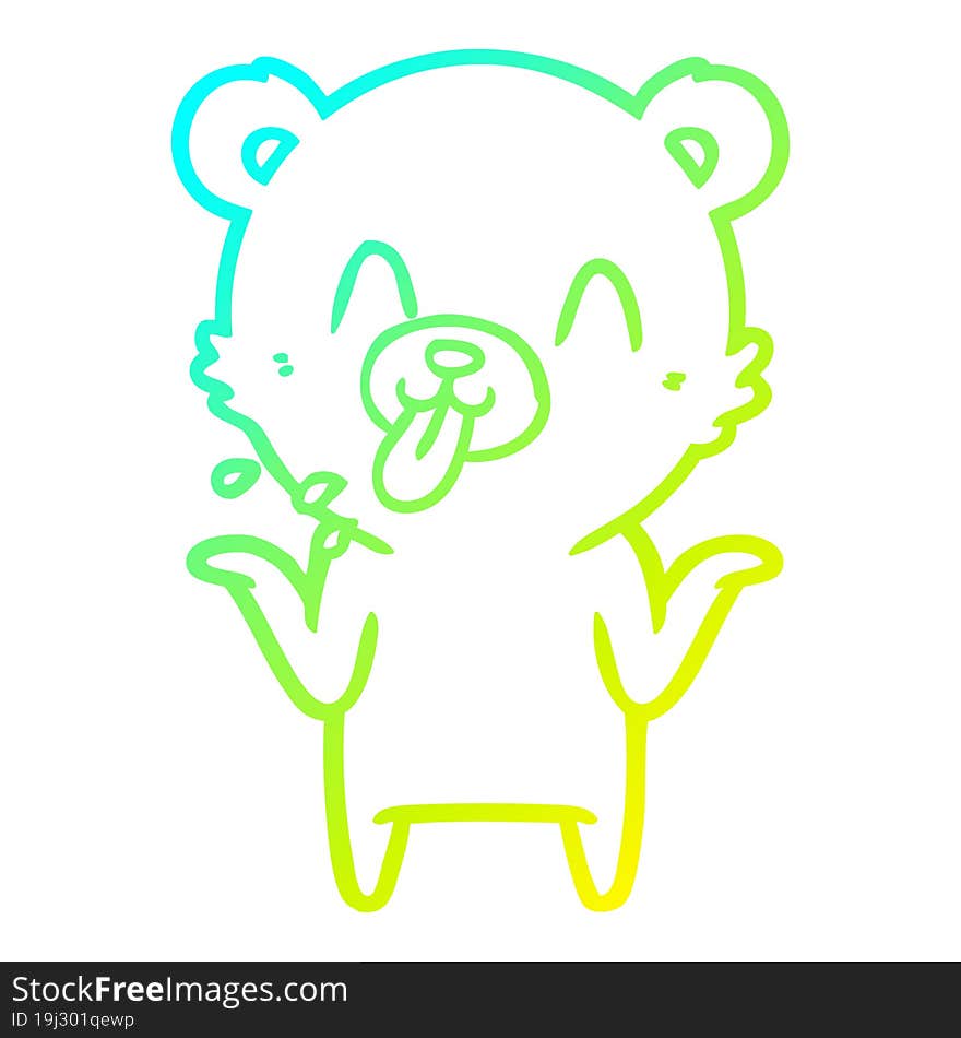 cold gradient line drawing rude cartoon bear