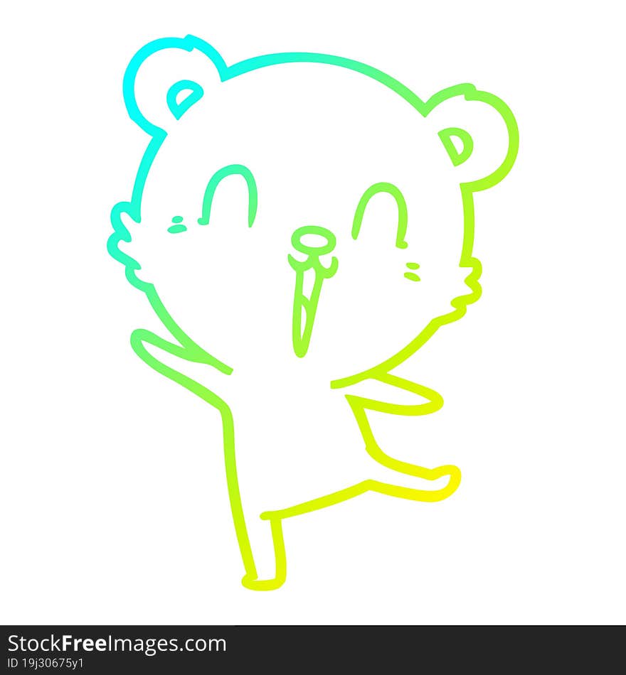 cold gradient line drawing happy cartoon polar bear dancing