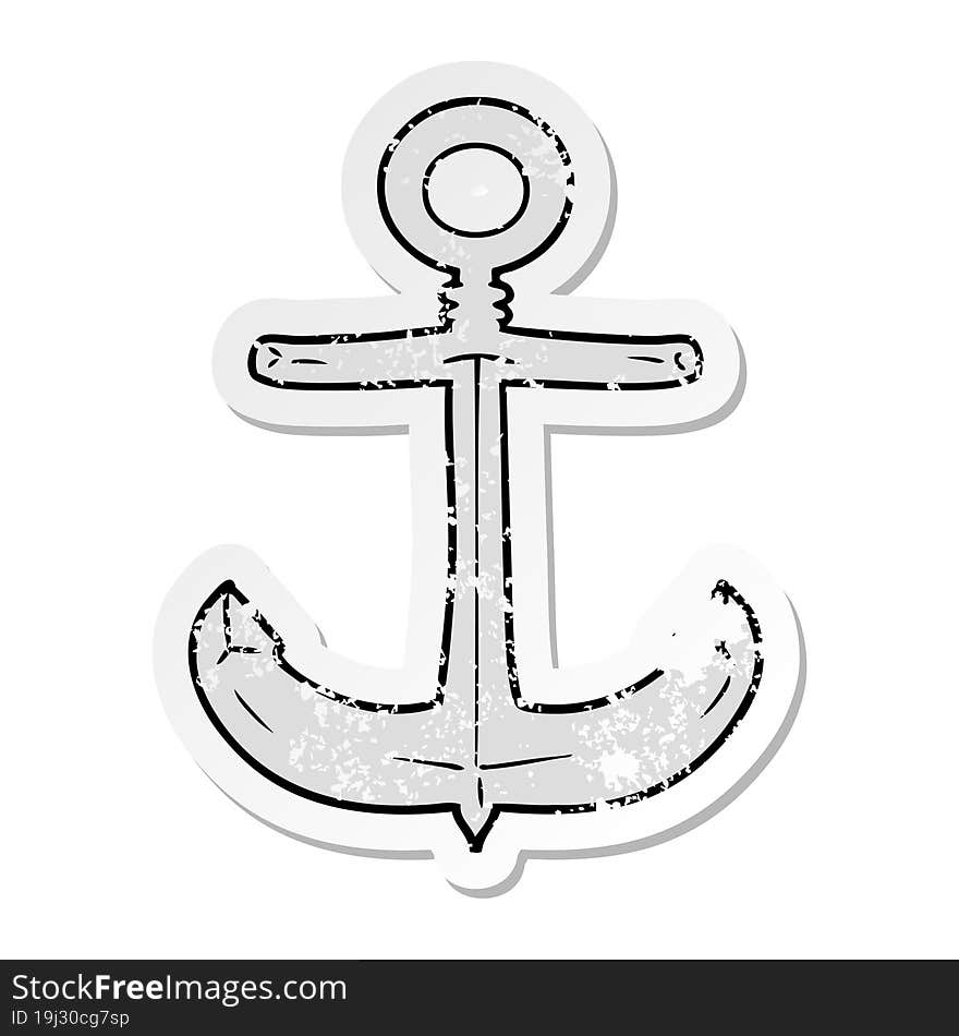 Distressed Sticker Of A Cartoon Anchor