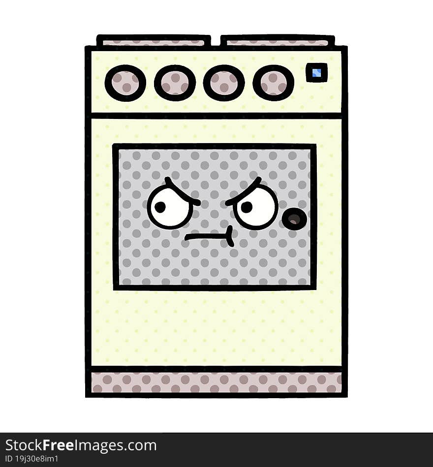 comic book style cartoon kitchen oven