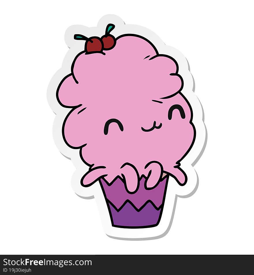 sticker cartoon kawaii octopus cupcake