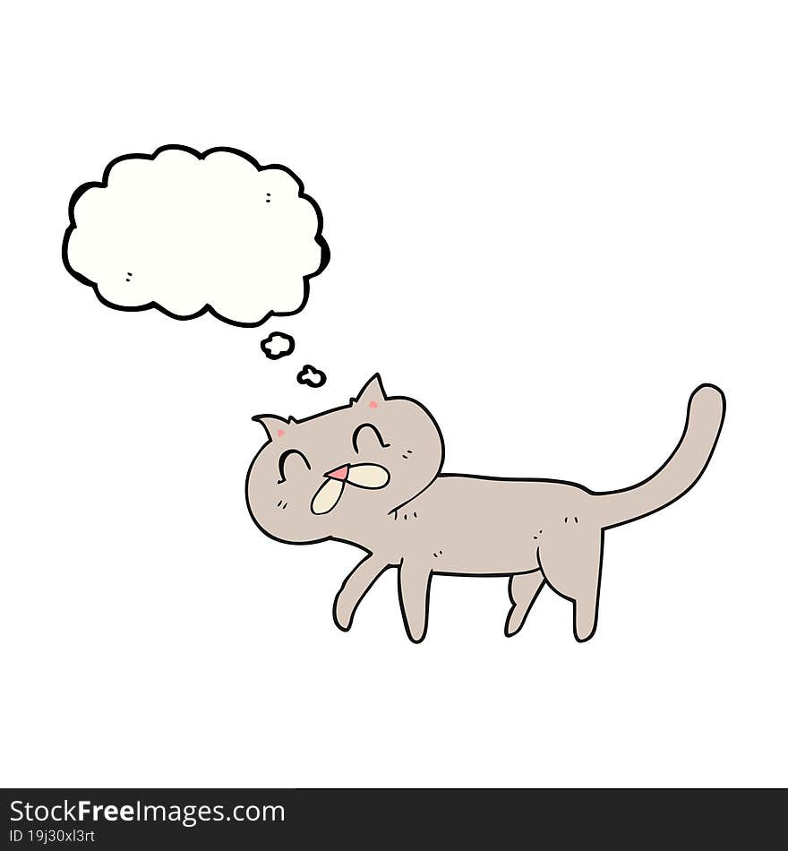 freehand drawn thought bubble cartoon cat