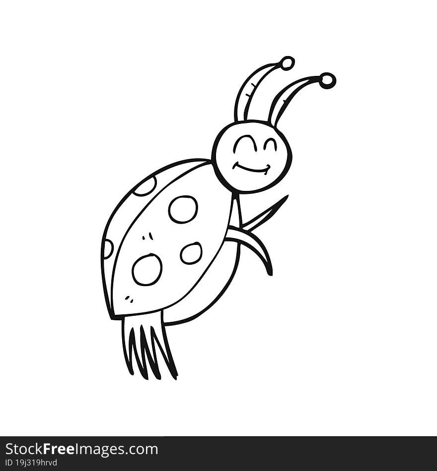 Black And White Cartoon Ladybug