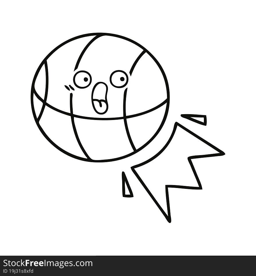 Line Drawing Cartoon Basketball