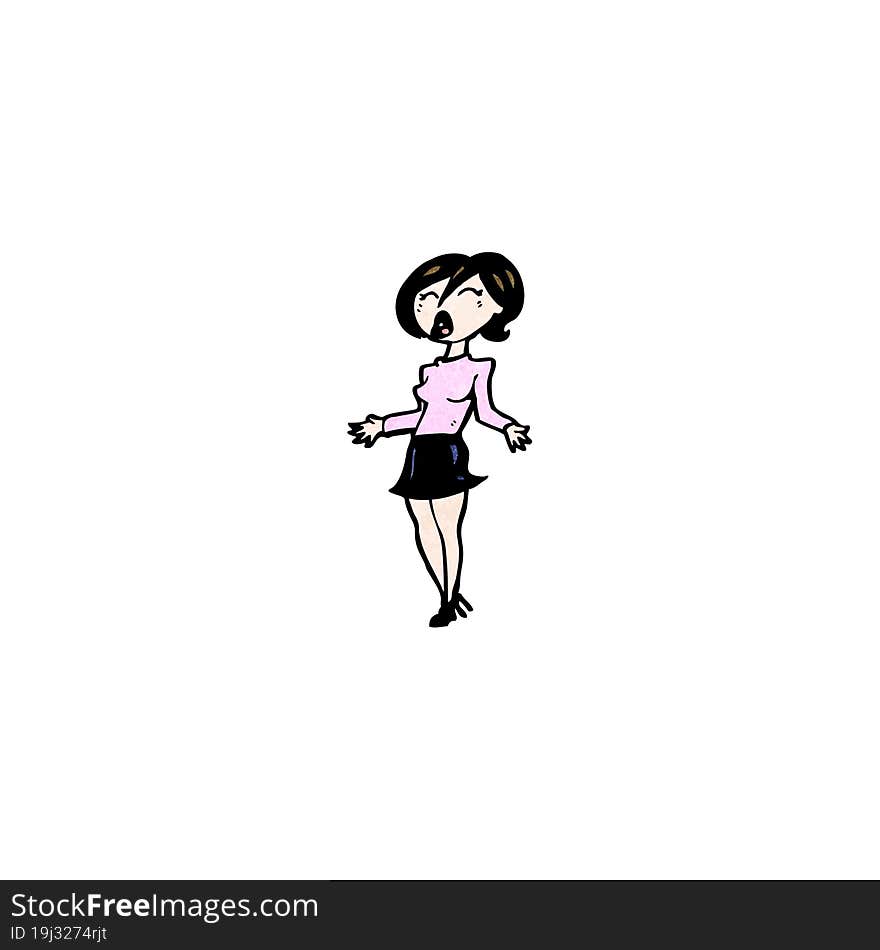 cartoon woman in short skirt