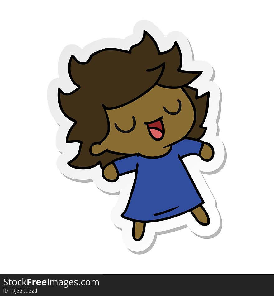 sticker cartoon of cute kawaii girl