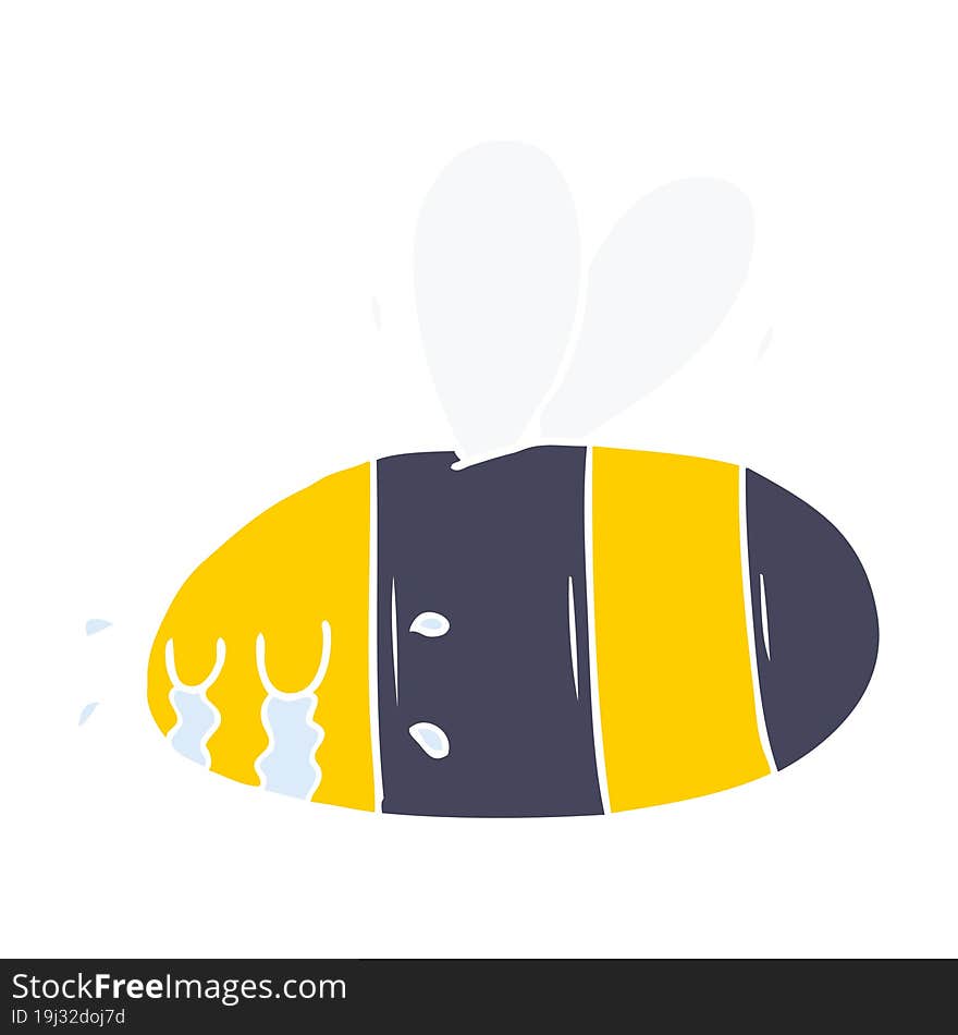 Flat Color Style Cartoon Crying Bee