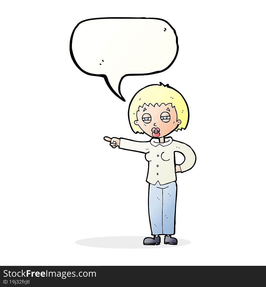 cartoon woman telling off with speech bubble