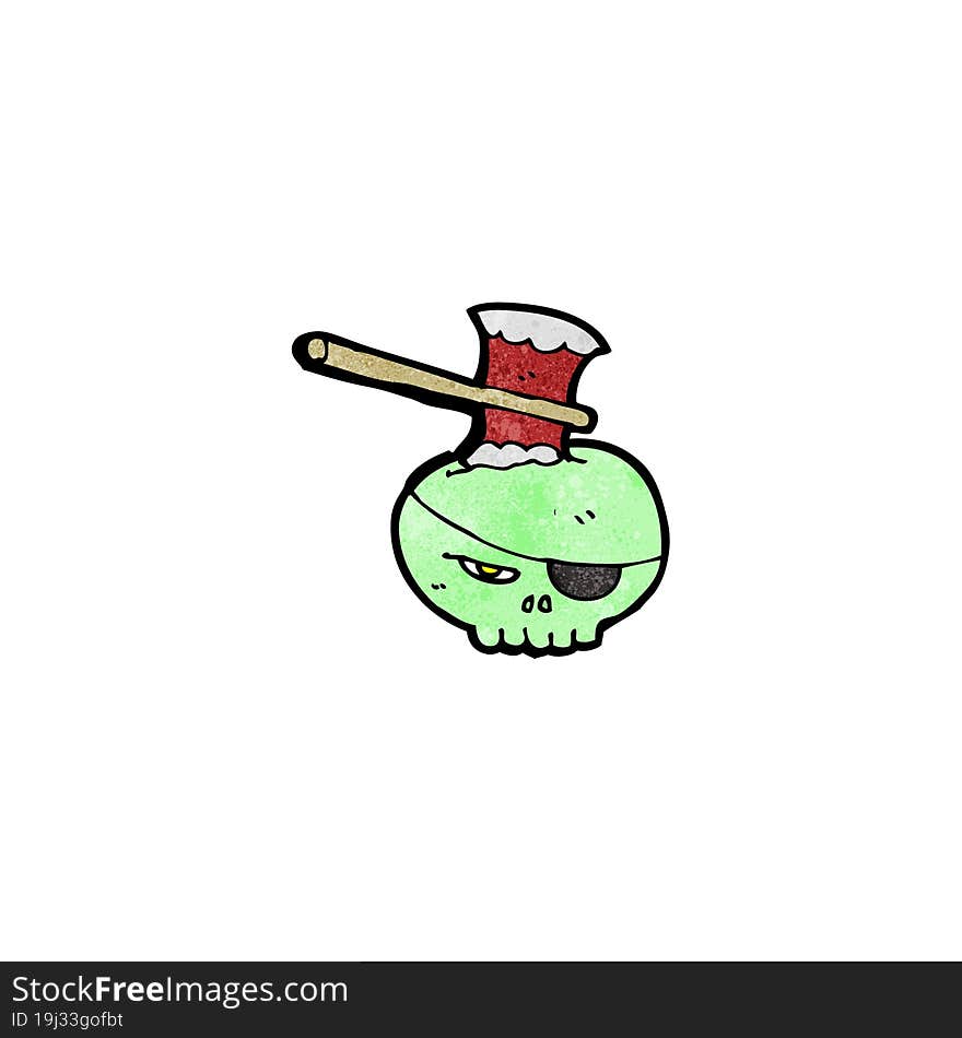 Cartoon Axe In Skull