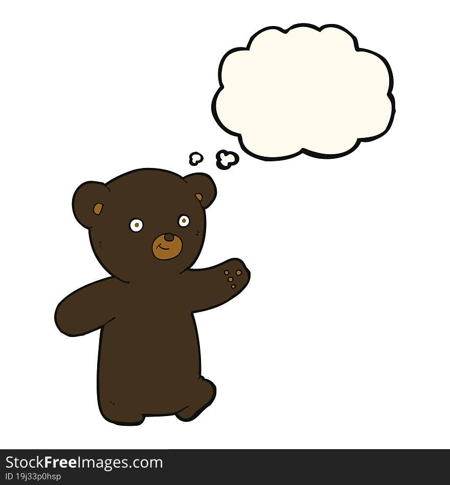 cartoon black bear cub with thought bubble