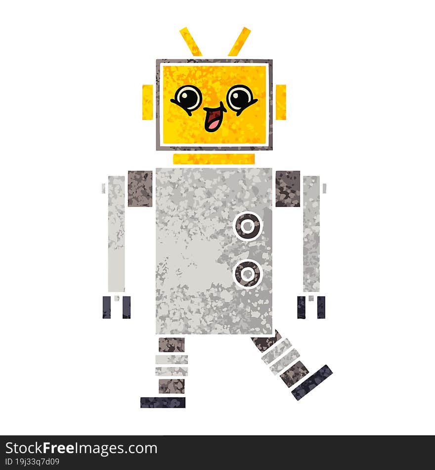 Retro Illustration Style Cartoon Robot