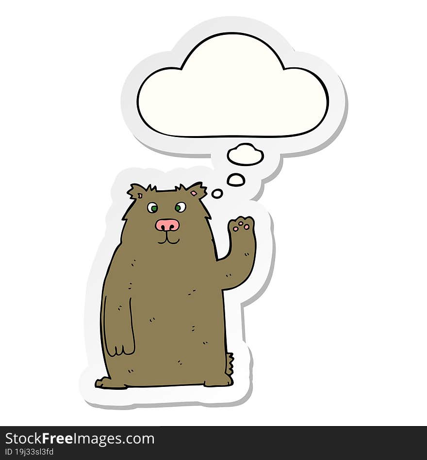 cartoon bear and thought bubble as a printed sticker