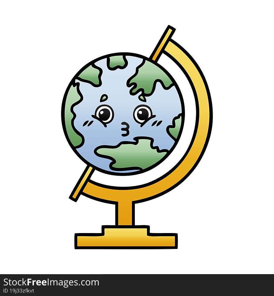 Gradient Shaded Cartoon Globe Of The World