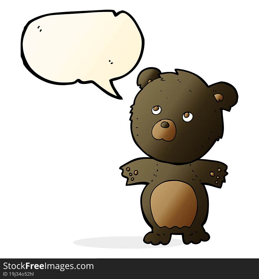 Cartoon Funny Teddy Bear With Speech Bubble