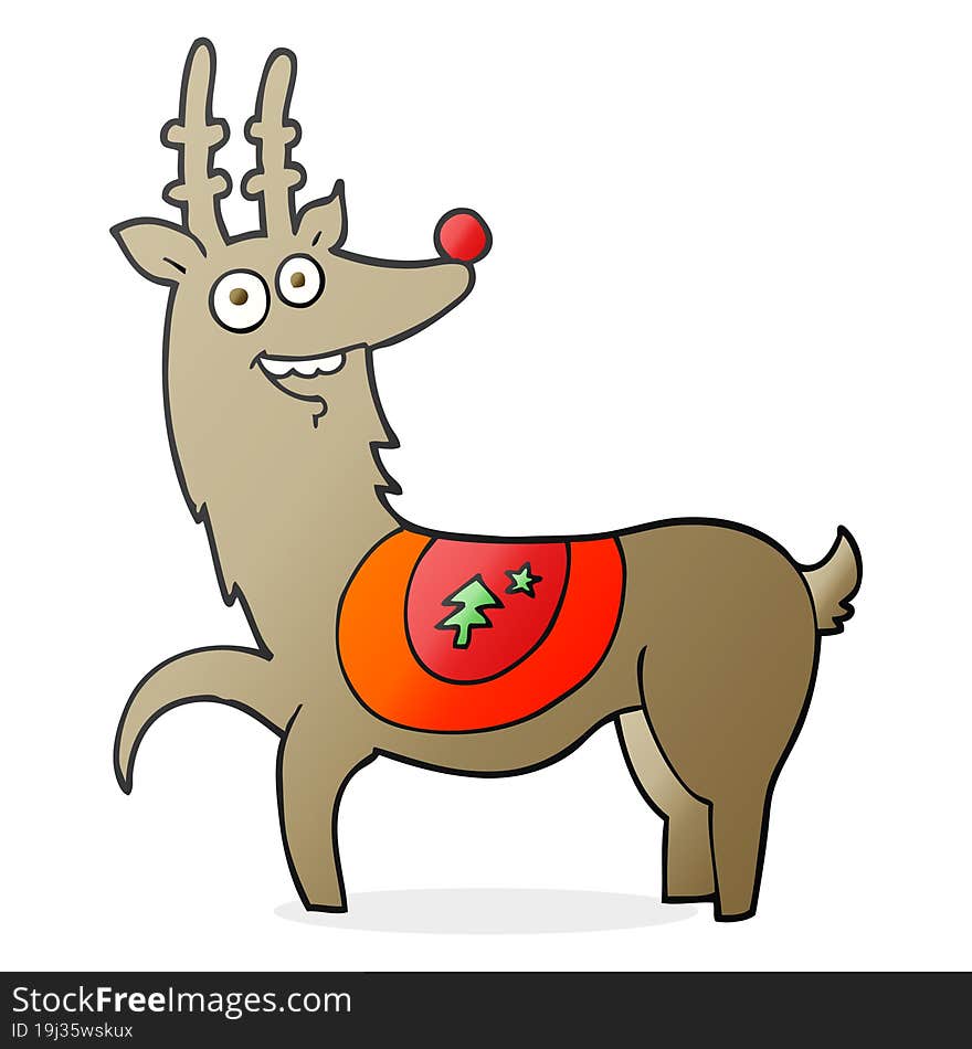 freehand drawn cartoon christmas reindeer