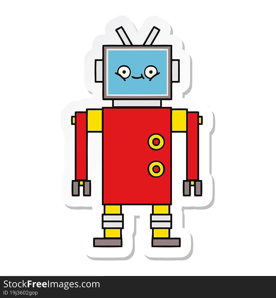 sticker of a cute cartoon robot