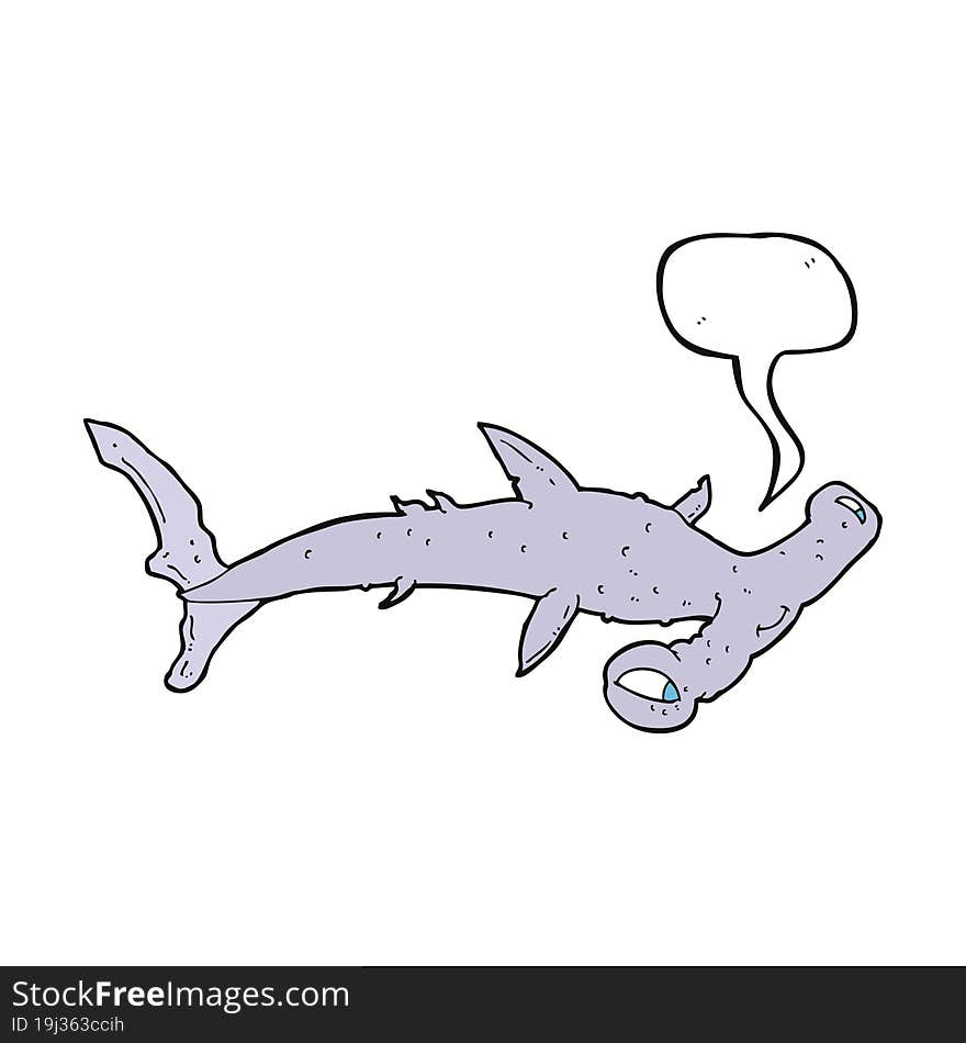 Cartoon Hammerhead Shark With Speech Bubble