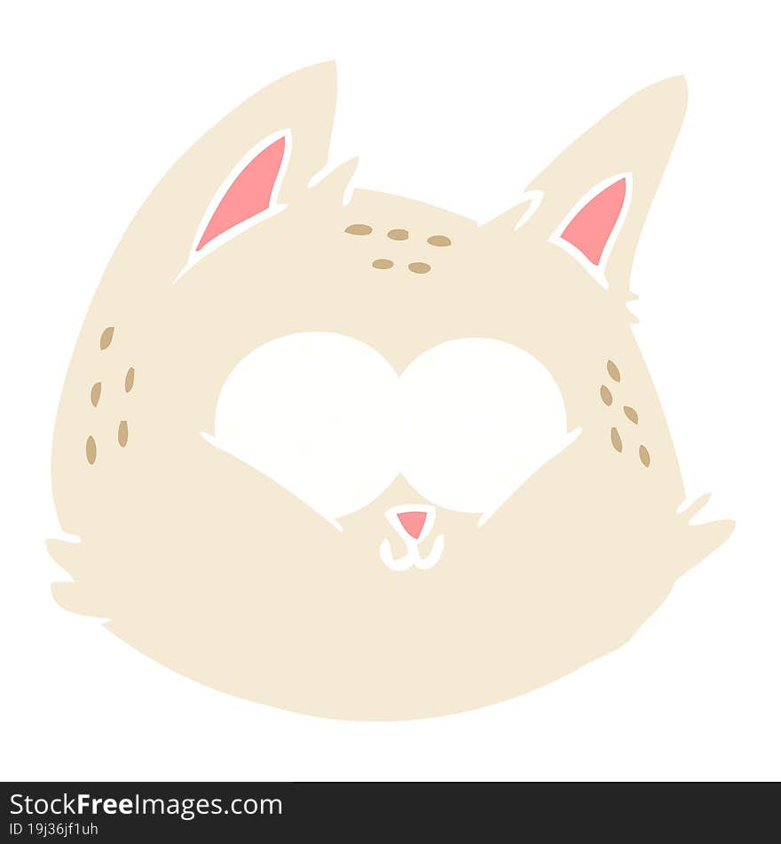 Flat Color Style Cartoon Cat Face