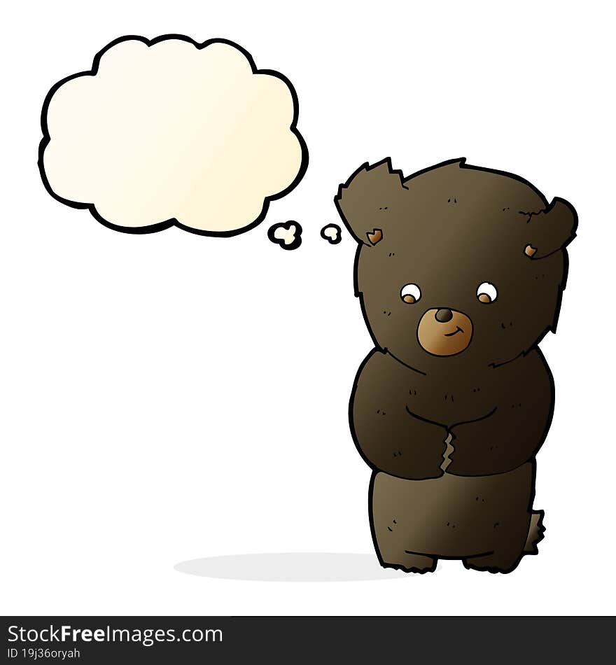 Cute Cartoon Black Bear With Thought Bubble