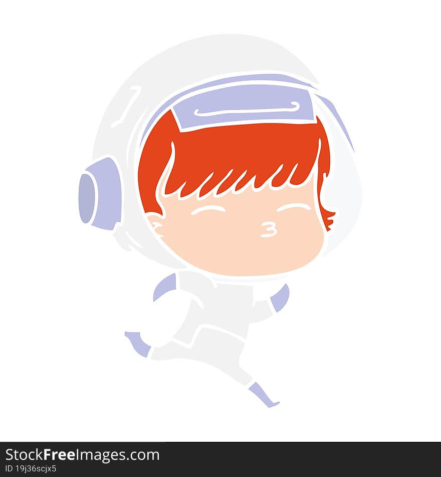 flat color style cartoon running astronaut