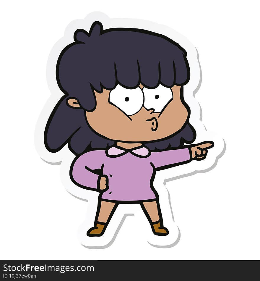 sticker of a cartoon whistling girl