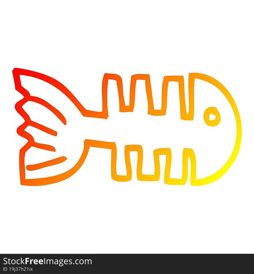 warm gradient line drawing cartoon fish bones