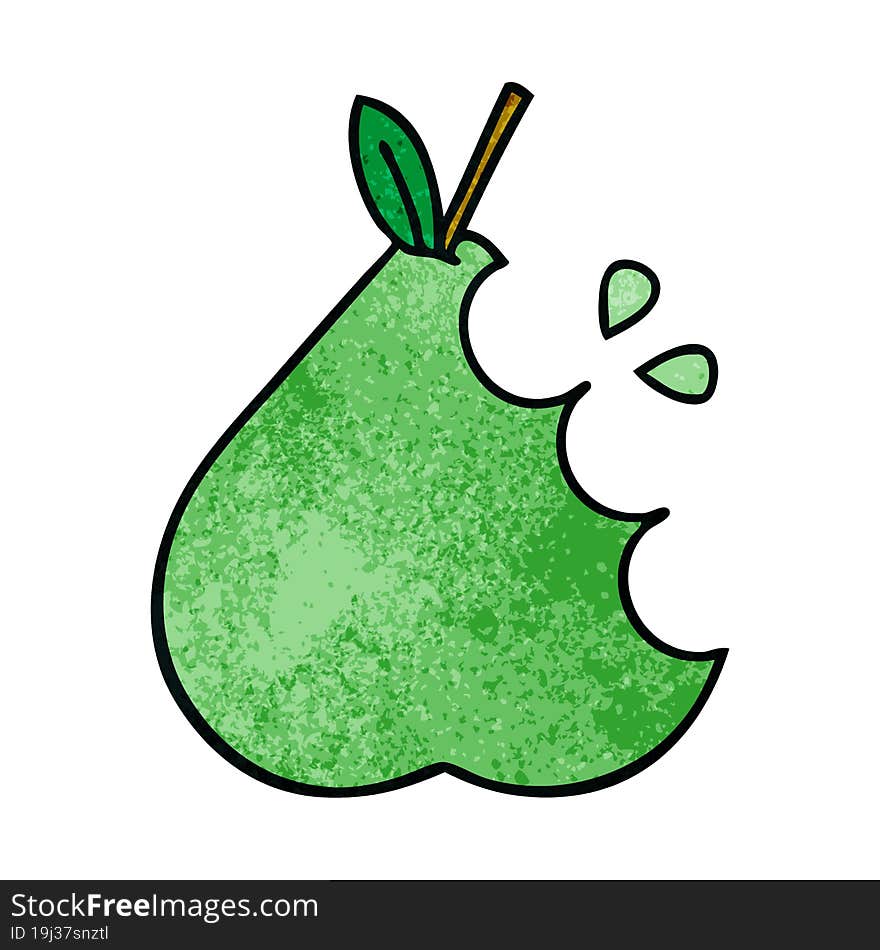 retro grunge texture cartoon of a green pear