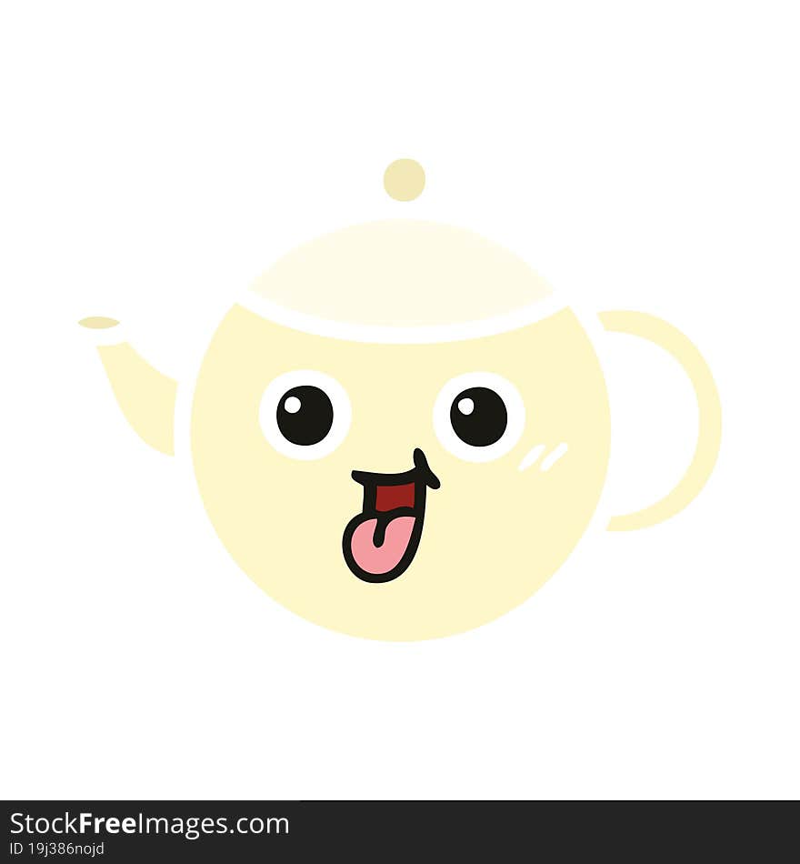 flat color retro cartoon tea pot