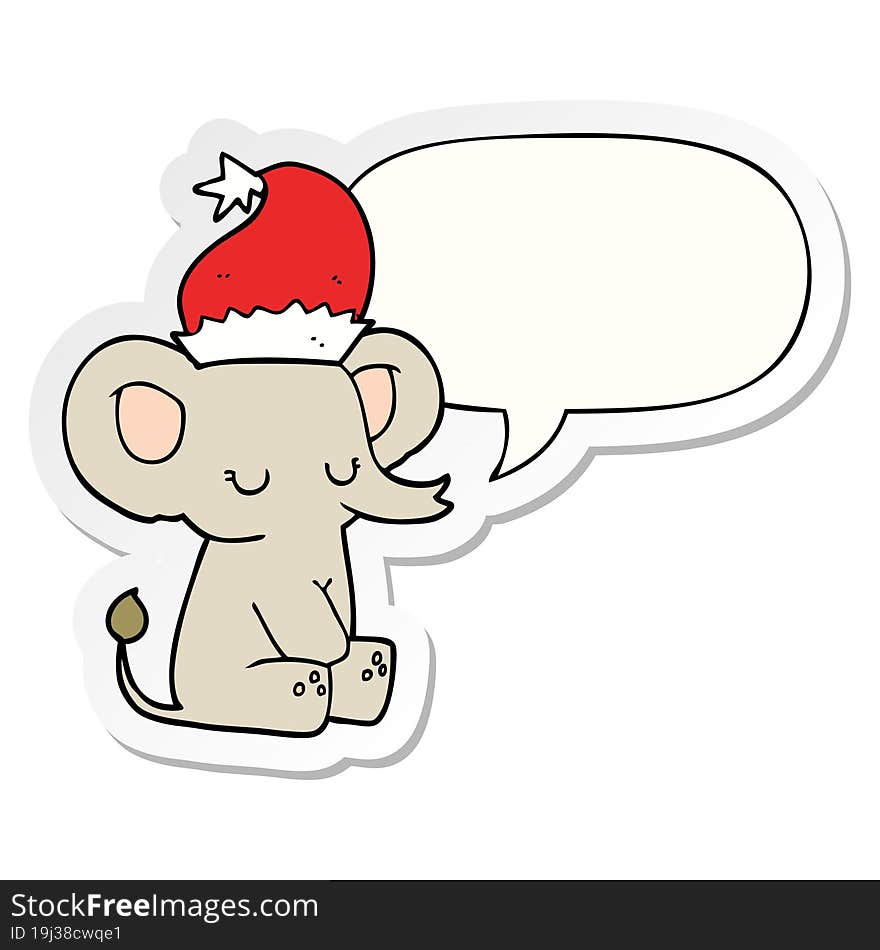 cute christmas elephant and speech bubble sticker