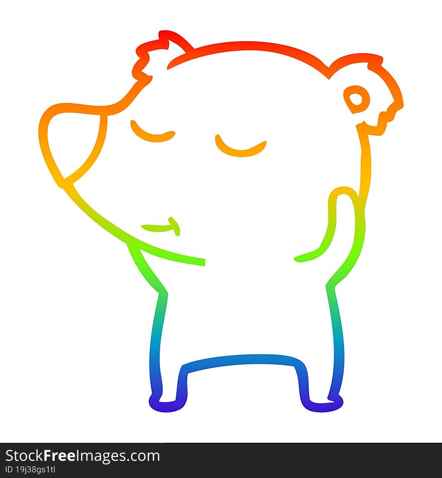 rainbow gradient line drawing happy cartoon polar bear