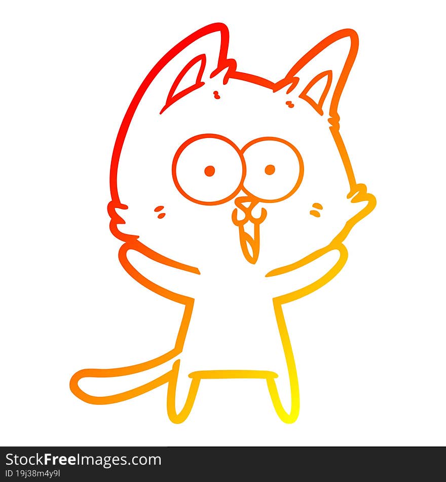 warm gradient line drawing funny cartoon cat