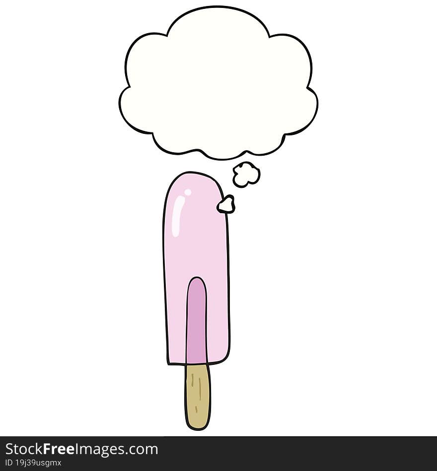 Cartoon Ice Lolly And Thought Bubble