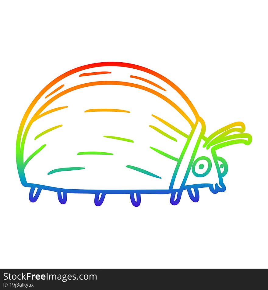 rainbow gradient line drawing huge cartoon bug