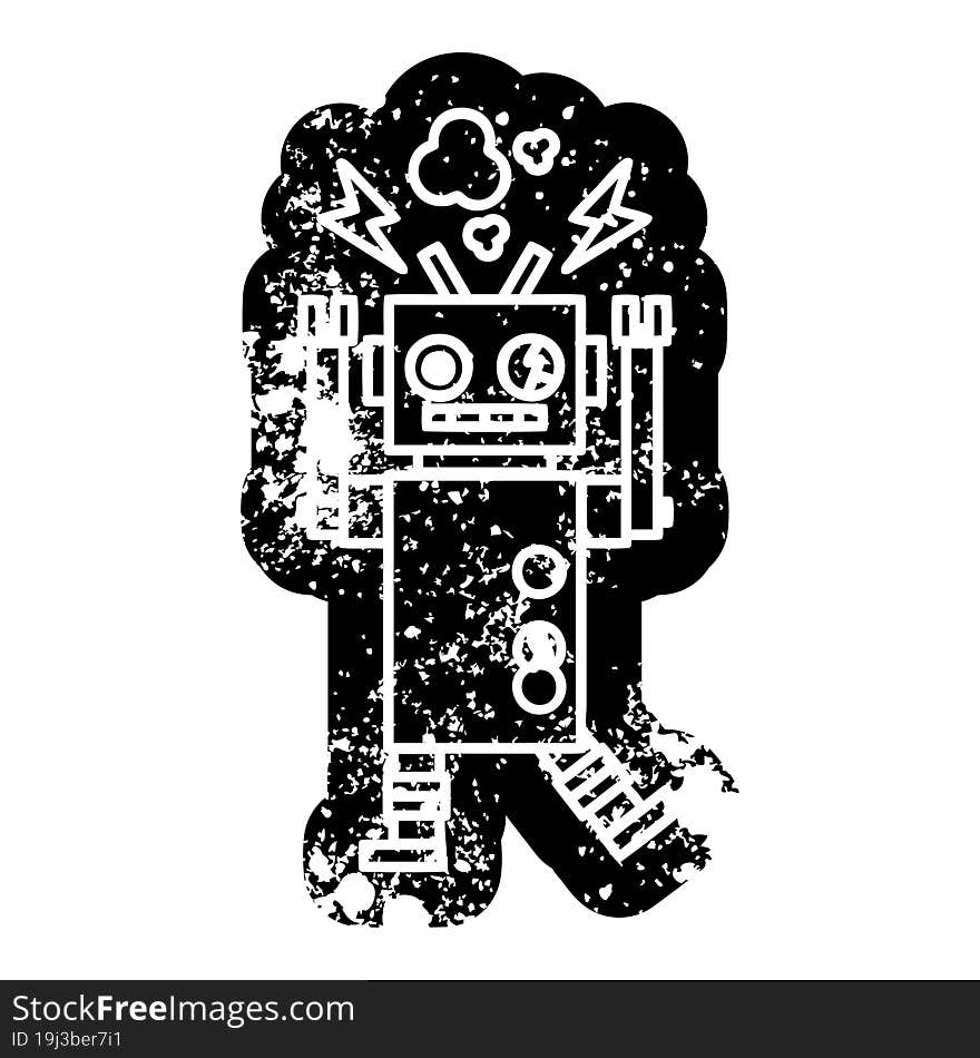 malfunctioning robot distressed icon