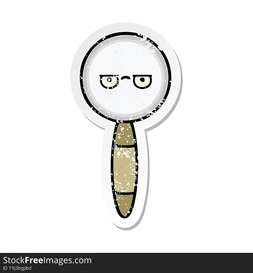 Distressed Sticker Of A Cute Cartoon Magnifying Glass