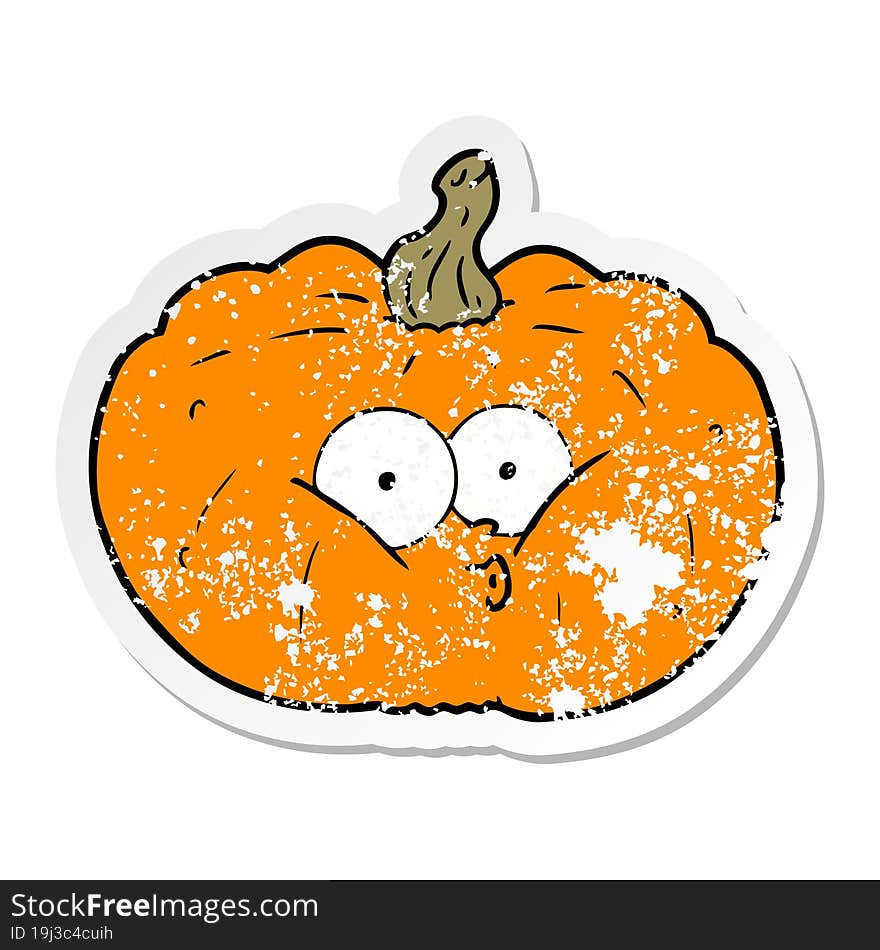 Distressed Sticker Of A Cartoon Pumpkin