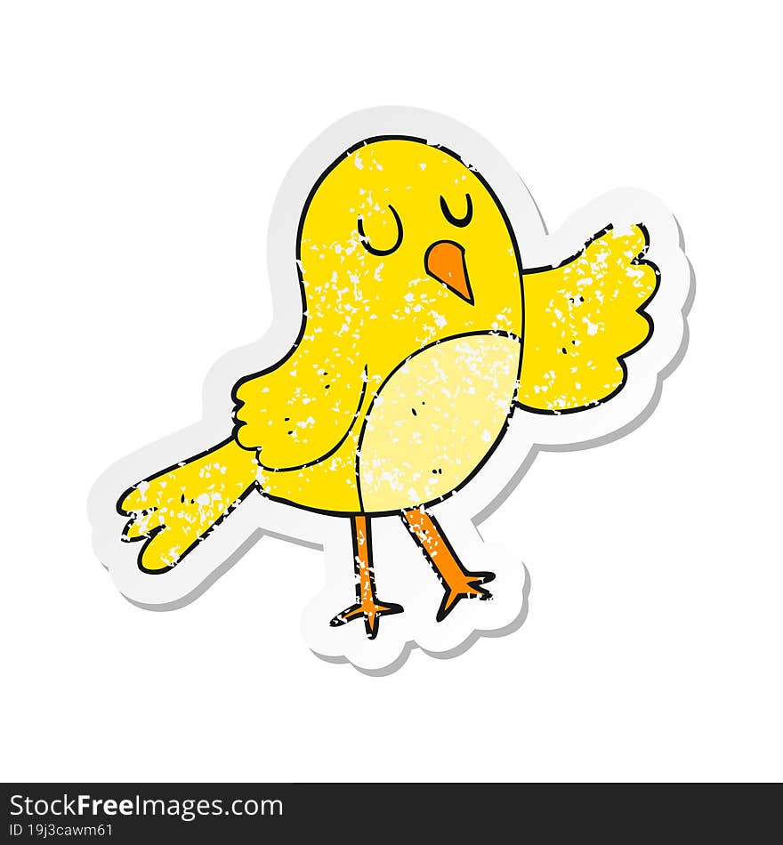 retro distressed sticker of a cartoon bird