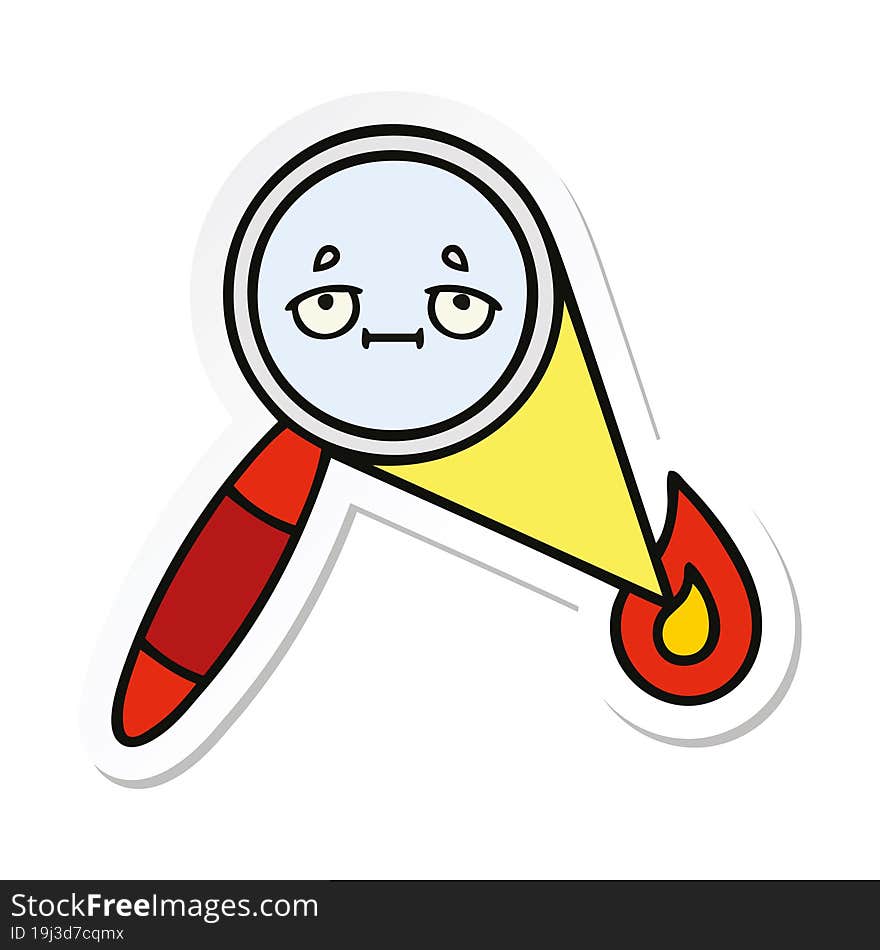 sticker of a cute cartoon magnifying glass